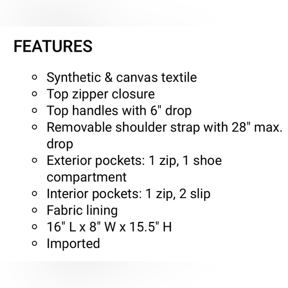 NWT DSW Exclusive Mini Weekender in Black & White - Picture 15 of 16